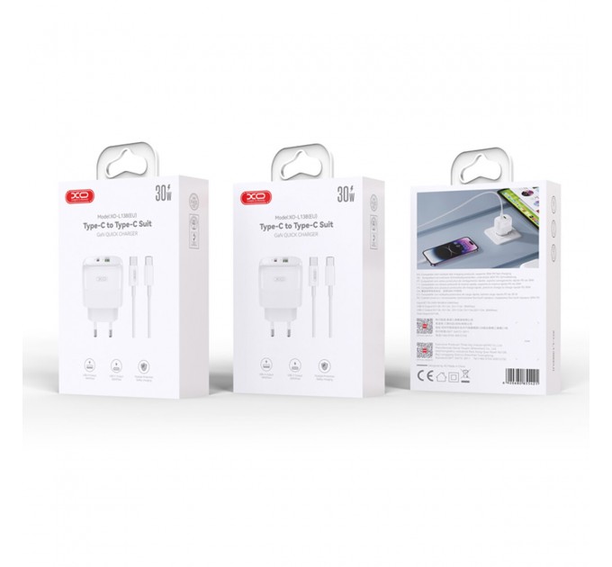 Сетевое зарядное устройство XO L139 1USB-A 45W+2USB-C 65W + Type-c кабель белый, цена: 749 грн.