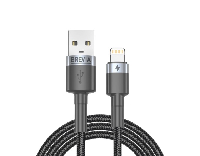 Кабель Brevia USB to Lightning 2,4А 1м, чорний box, ціна: 158 грн.