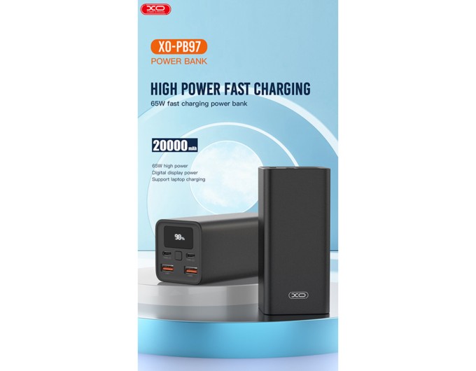 Повербанк (Power Bank) XO PB97 20000mAh 65W черный, цена: 2 749 грн.