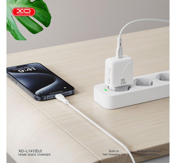 Сетевое зарядное устройство XO L141 Single USB-C 20W + Type-C кабель белый, цена: 169 грн.