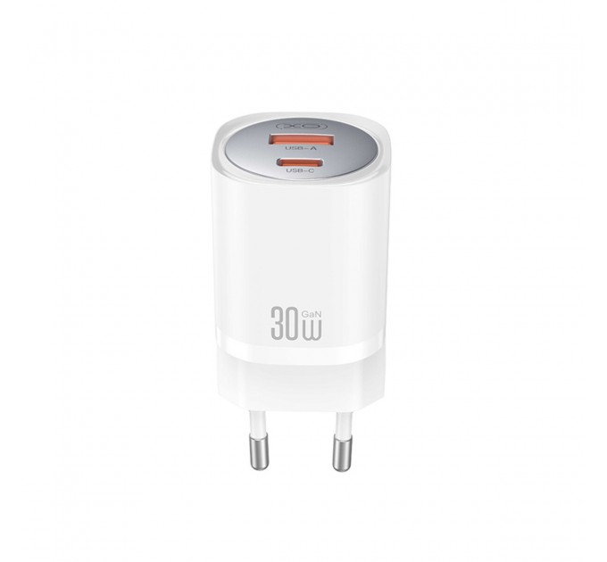 Сетевое зарядное устройство XO CE21 PD30W/PPS33W 1USB-A+1USB-C + Lightning кабель белый, цена: 469 грн.