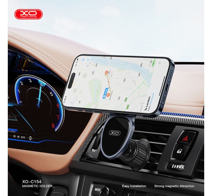 Держатель телефона автомобильный XO C155 Round Drip Magnetic Air Vent черный, цена: 239 грн.
