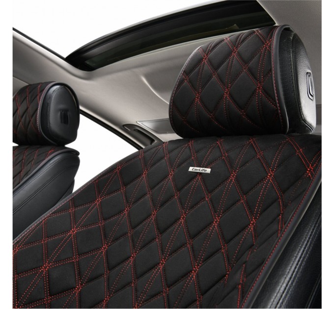 Комплект преміум накидок для сидінь CarLife Nitro, black-red, ціна: 4 734 грн.