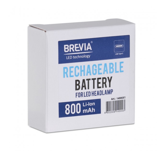 Аккумулятор Brevia 3.7V 800mAh Li-polymer с Type-C для налобных фонарей, цена: 599 грн.