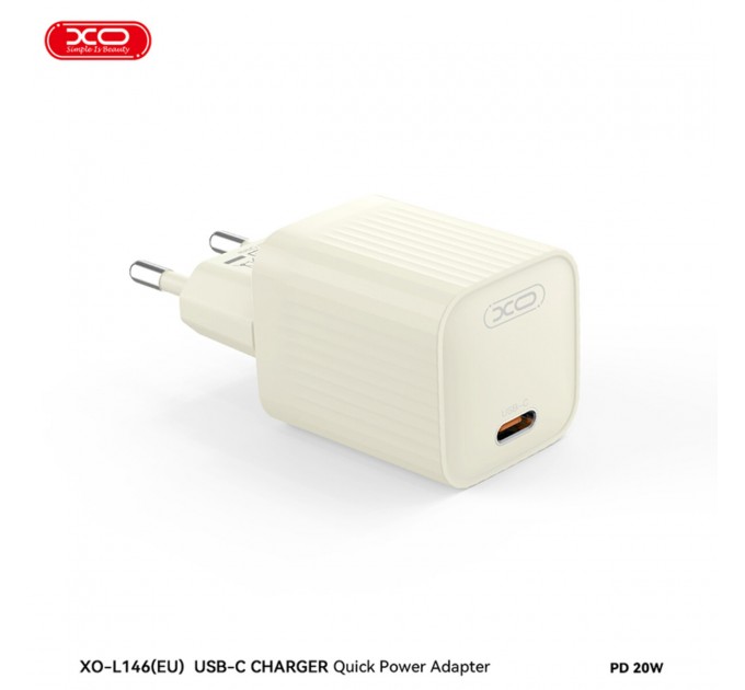 Сетевое зарядное устройство XO L146 PD20W Single USB-C бежевый, цена: 189 грн.