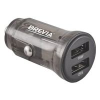 Автомобильное зарядное устройство Brevia ePower DualDrive 15W 2xUSB-A, прозрачный черный