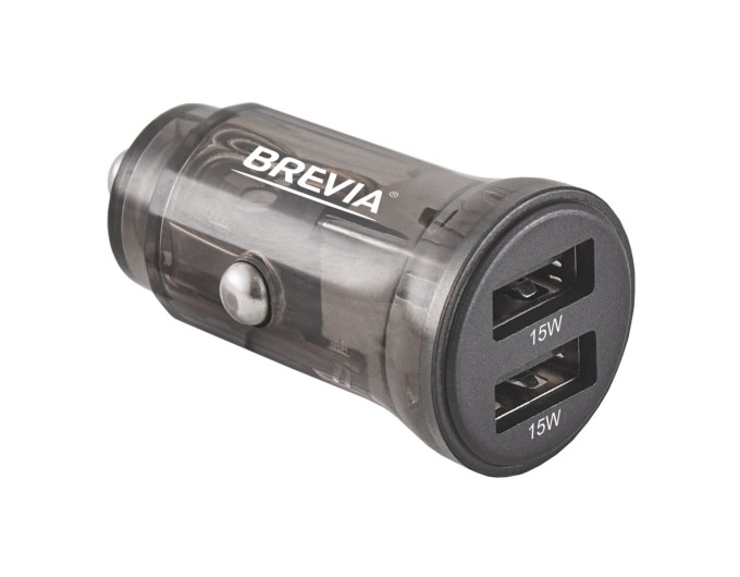 Автомобильное зарядное устройство Brevia ePower DualDrive 15W 2xUSB-A, прозрачный черный, цена: 145 грн.