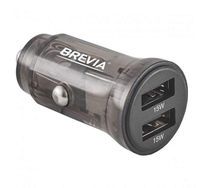 Автомобильное зарядное устройство Brevia ePower DualDrive 15W 2xUSB-A, прозрачный черный, цена: 142 грн.