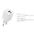 Сетевое зарядное устройство XO L147 PD20W 1USB-A+1USB-C Type-C кабель белый, цена: 269 грн.