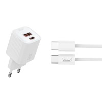 Сетевое зарядное устройство XO L147 PD20W 1USB-A+1USB-C Type-C кабель белый