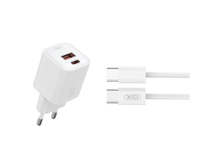 Сетевое зарядное устройство XO L147 PD20W 1USB-A+1USB-C Type-C кабель белый, цена: 269 грн.