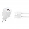 Сетевое зарядное устройство XO L147 PD20W 1USB-A+1USB-C Type-C кабель белый, цена: 239 грн.