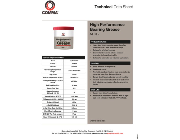 Смазка Comma H P Bearing Grease пластина литиевая прозрачная 500г, цена: 499 грн.