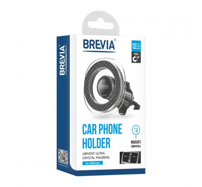 Держатель телефона автомобильный Brevia AirVent Ultra Сrystal MagRING на дефлектор, магнитный Magsafe, цена: 349 грн.