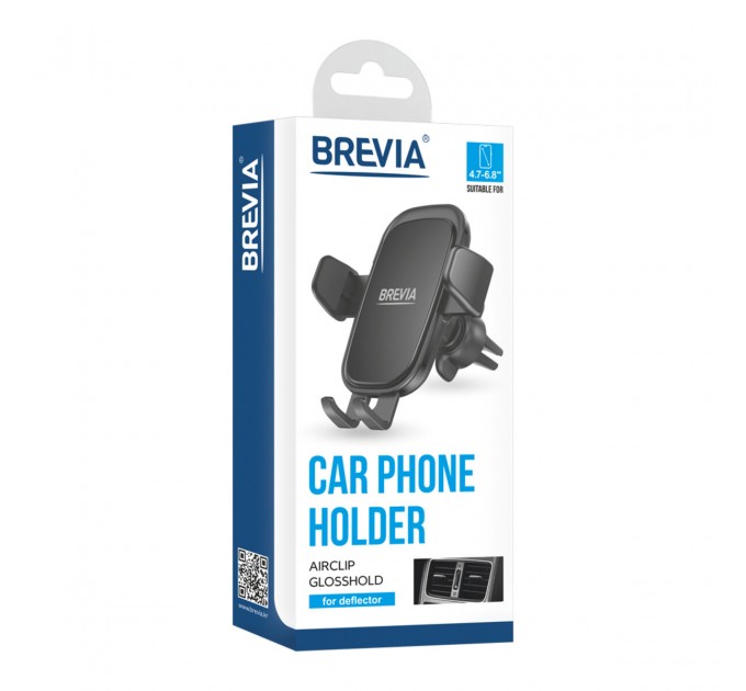 Держатель телефона автомобильный Brevia AirClip GlossHold на дефлектор, цена: 259 грн.