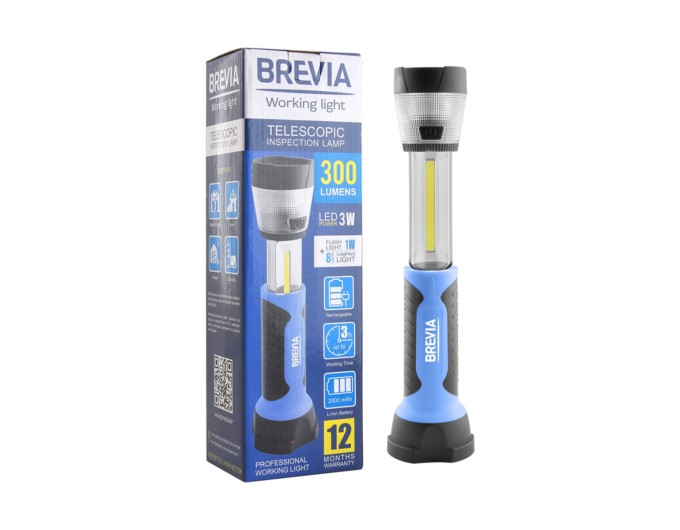 Ліхтар інспекційний Brevia LED телескопічний 3W COB+1W LED+8LED 300lm 2000mAh, ціна: 878 грн.
