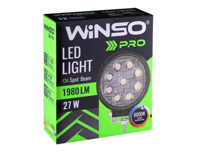 Фара світлодіодна Winso Pro Epistar точковий 10-30V, 27W (9x3W), 1шт, ціна: 379 грн.