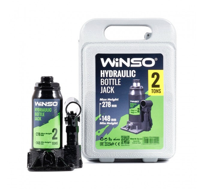 Домкрат гідравлічний пляшковий Winso 2т 148-278мм у кейсі, ціна: 691 грн.
