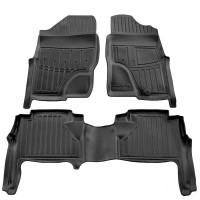 Nissan Navara (D40) (2005-...) (ПРАВЕ КЕРМО) комплект 3D ковриков с 3 штук (Stingray)