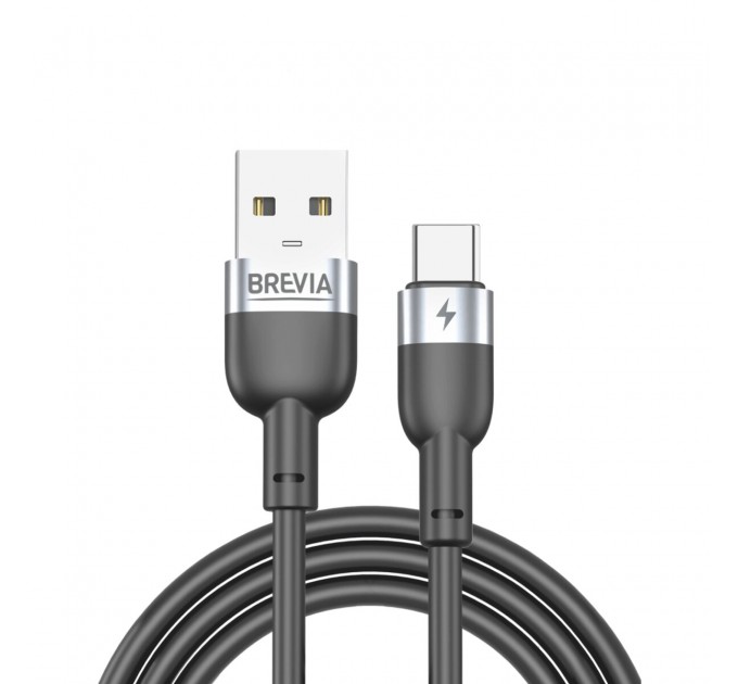 Кабель Brevia USB to Type-C 2,4А 1,2м, черный box, цена: 142 грн.