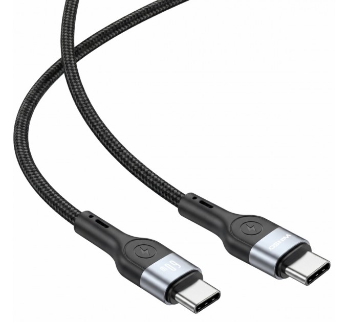 Кабель Winso Pro Type-C to Type-C 60W TPE+плетение 1м черный, цена: 119 грн.