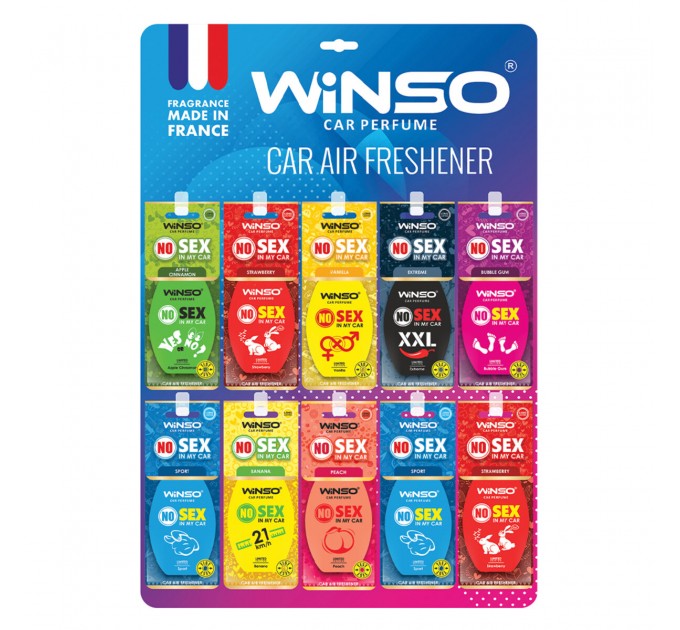 Освіжувач повітря Winso No Sex in My Car, целюлозний ароматизатор, дисплей MIX, ціна: 1 747 грн.