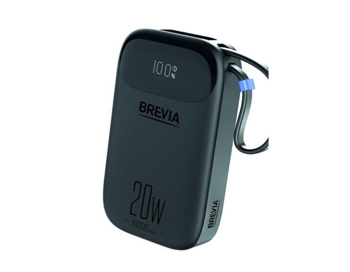 Повербанк (Power Bank) Brevia ePower 10000mAh PD20W CompactMini LCD черный + кабель, цена: 659 грн.