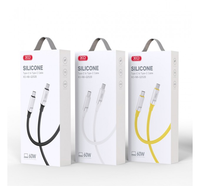 Кабель XO Liquid Silicone Type-C to Type-C 60W 1м белый, цена: 99 грн.