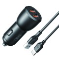 Автомобильное зарядное устройство XO CC55 QC18W+USB12W+ Lightning кабель черный, цена: 169 грн.