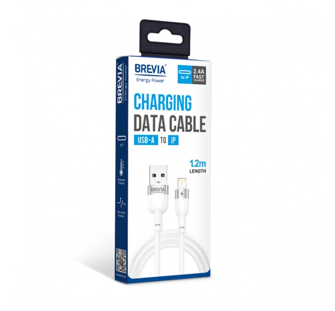 Кабель Brevia USB to Lightning 2,4А 1,2м, белый box, цена: 147 грн.