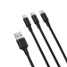 Кабель XO 3in1 USB - Lightning+MicroUSB+Type-C 1.2 м черный, цена: 99 грн.