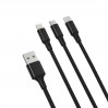Кабель XO 3in1 USB - Lightning+MicroUSB+Type-C 1.2 м черный, цена: 99 грн.