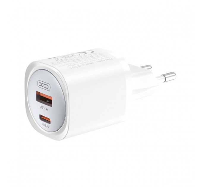 Сетевое зарядное устройство XO CE21 PD30W/PPS33W 1USB-A+1USB-C + Type-C кабель белый, цена: 449 грн.