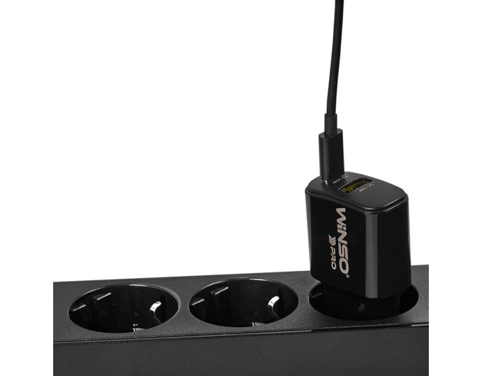 Мережевий зарядний пристрій Winso Pro PD20W USB-C+USB-A чорний, ціна: 372 грн.