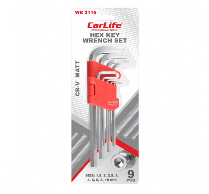Набор ключей Carlife CR-V matt Г-образных, 1.5-10мм, средние, 9шт, цена: 153 грн.