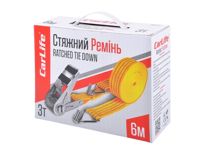 Стяжной ремень с замком CarLife 3т, 6м, цена: 567 грн.