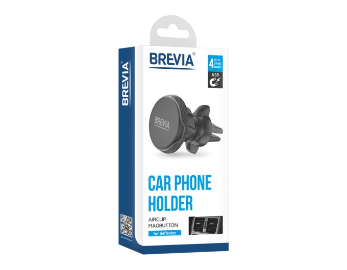 Тримач телефону автомобільний Brevia AirClip MagButton на дефлектор, 4 магніти, ціна: 279 грн.