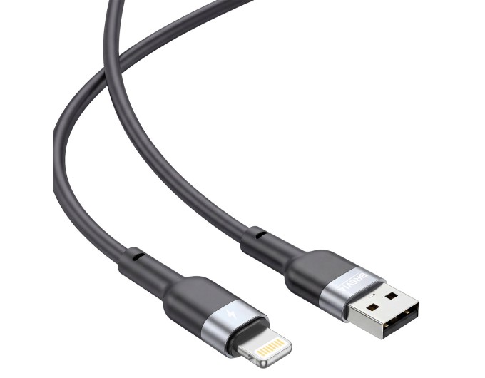 Кабель Brevia USB to Lightning 2,4A 1,2м, чорний ZIP, ціна: 139 грн.