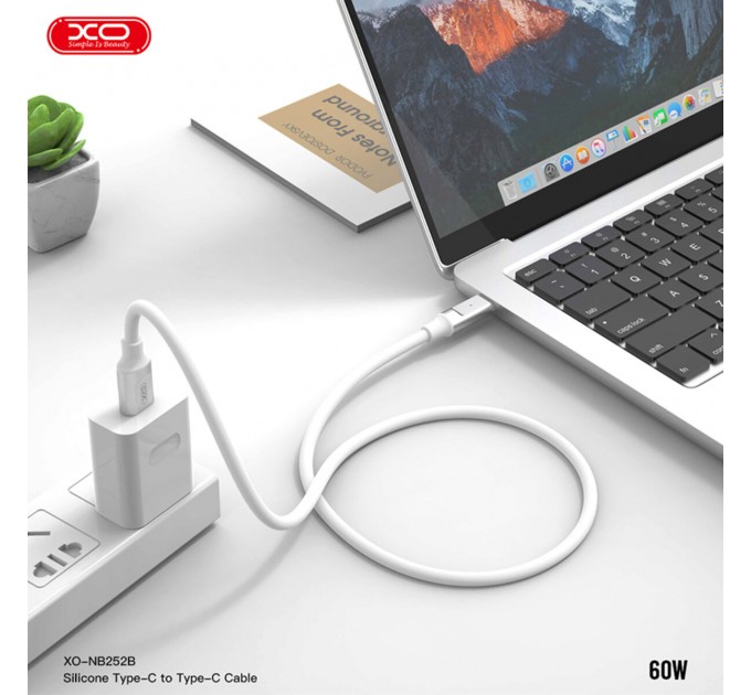 Кабель XO Liquid Silicone Type-C to Type-C 60W 1м черный, цена: 99 грн.