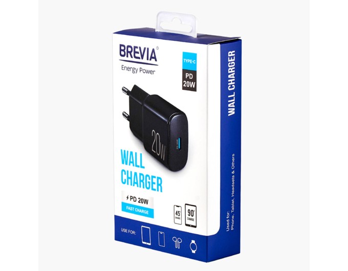 Сетевое зарядное устройство Brevia ePower PD20W USB-C черный, цена: 374 грн.