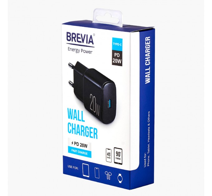 Сетевое зарядное устройство Brevia ePower PD20W USB-C черный, цена: 366 грн.