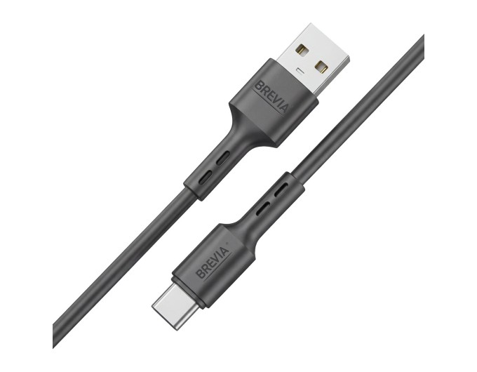 Кабель Brevia USB to Type-C 2,4A 1м, чорний ZIP, ціна: 66 грн.
