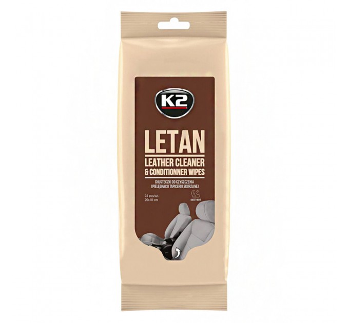 Вологі серветки для очищення шкіряної оббивки K2 Letan Leather Cleaner&Conditionner Wipes, ціна: 76 грн.