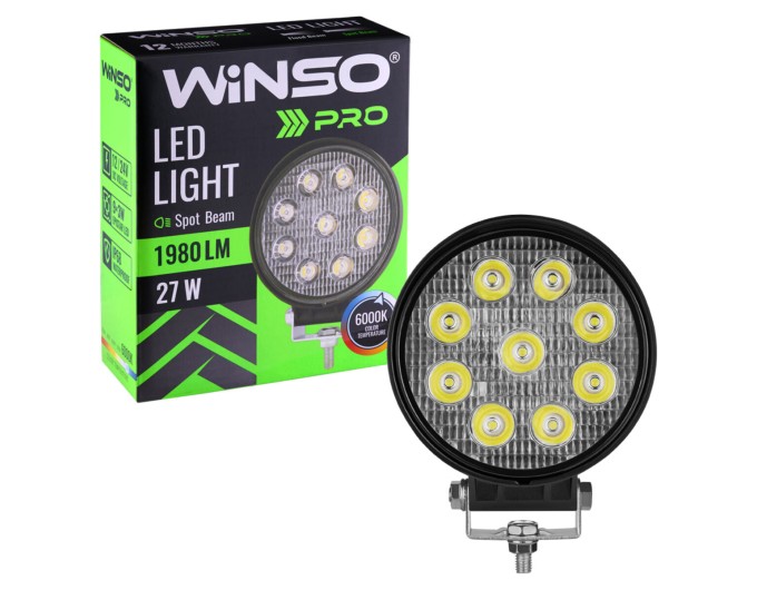 Фара світлодіодна Winso Pro Epistar точковий 10-30V, 27W (9x3W), 1шт, ціна: 379 грн.