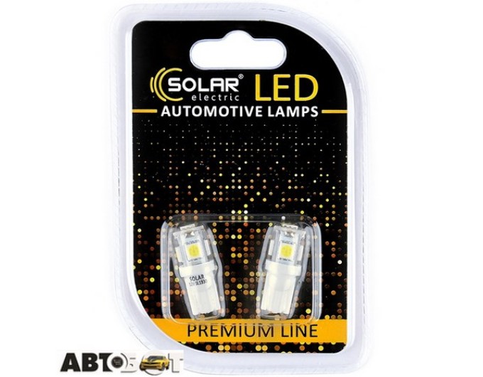 LED лампа SOLAR T10 W2.1x9.5d 12V 5SMD 5050 white SL1330 (2 шт.), цена: 47 грн.
