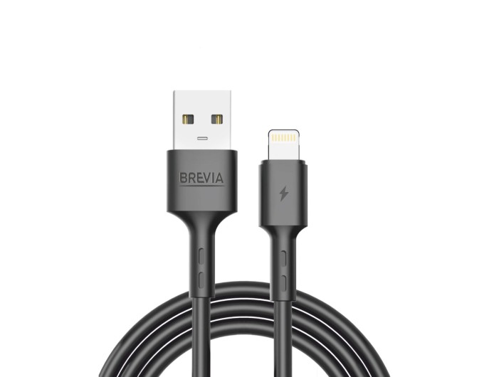 Кабель Brevia USB to Lightning 2,4A 2м, чорний ZIP, ціна: 110 грн.