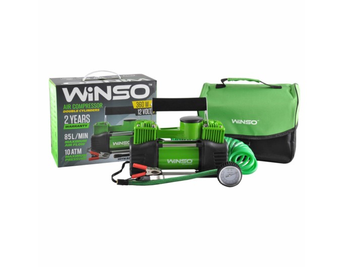 Компресор автомобільний Winso 10Атм 85л/хв 360Вт двоциліндровий із зажимами АКБ, ціна: 1 574 грн.
