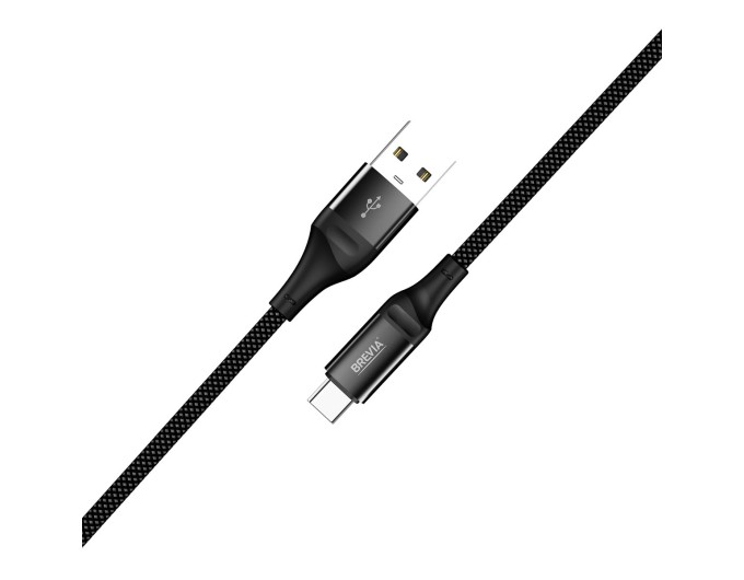 Кабель Brevia USB to Type-C 2,4А 1м, чорний box, ціна: 153 грн.