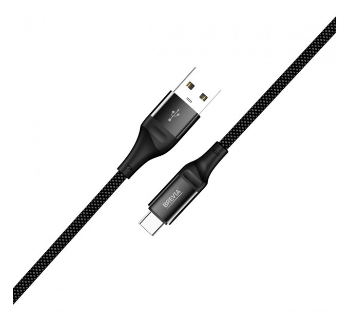Кабель Brevia USB to Type-C 2,4А 1м, черный box, цена: 150 грн.