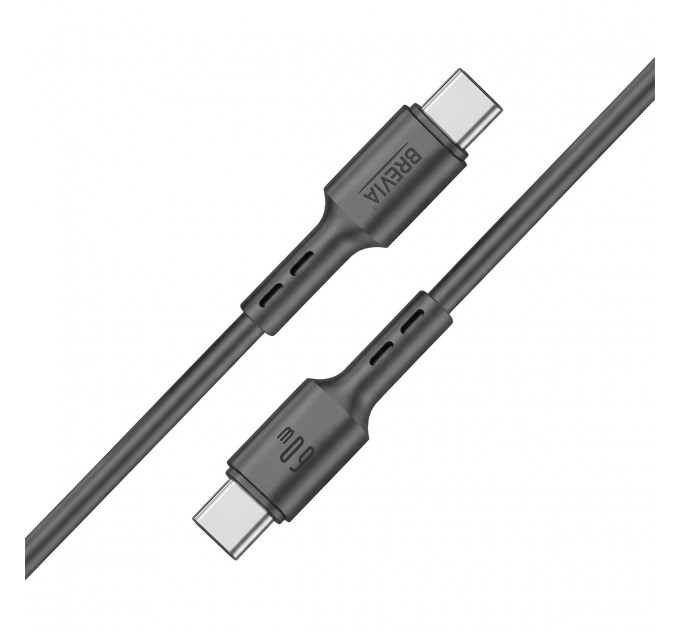Кабель Brevia Type-C to Type-C 60W 1м, черный ZIP, цена: 118 грн.